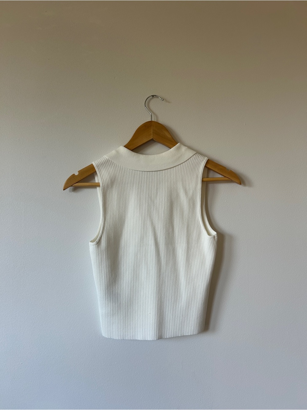 GAP 90s Style Ribbed Sleeveless Polo Tank Top Cream XS - Picture 4 of 6